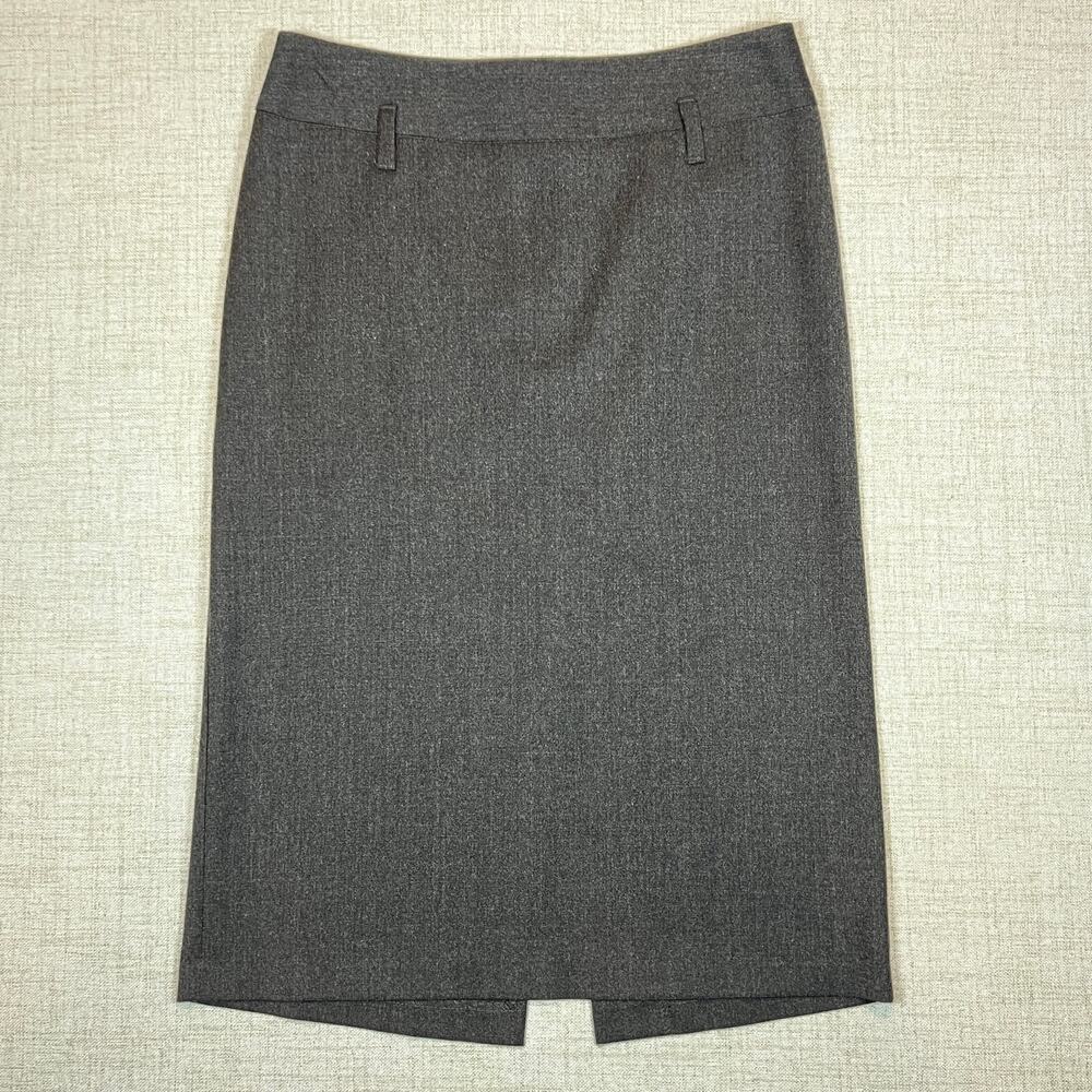 United Colors of‎ Benetton Pencil Skirt Size 8 91% Wool Back Slit Rear Zip Gray